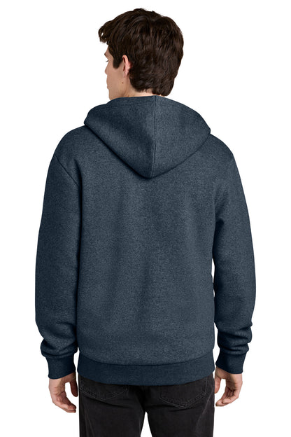 NavyHthr District MelloFleece Full-Zip Hoodie DT6702 plain