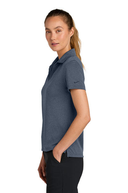 NavyHthr Nike Women's Dri-FIT Smooth Heather Polo NKFQ4793 plain