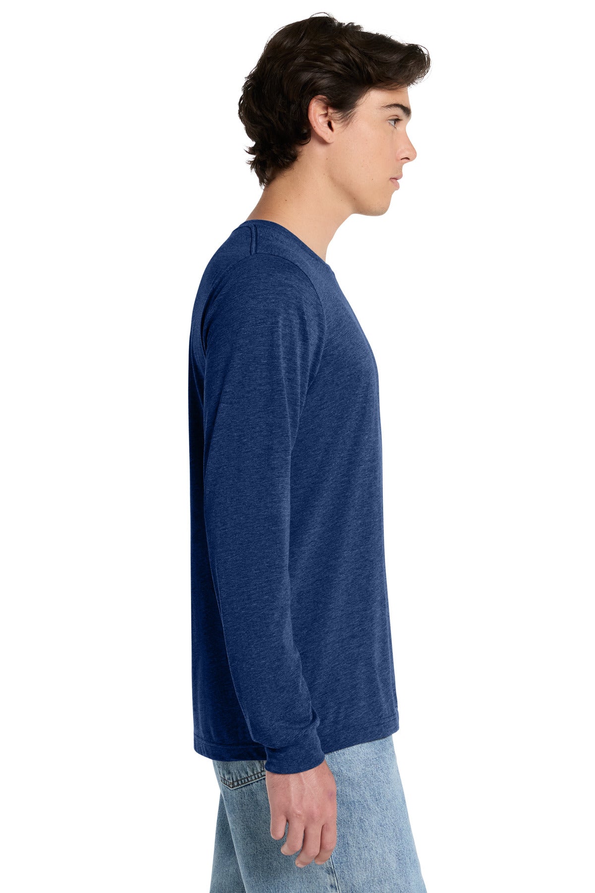 NavyTB BELLA+CANVAS Unisex Triblend Long Sleeve Tee BC3513 plain