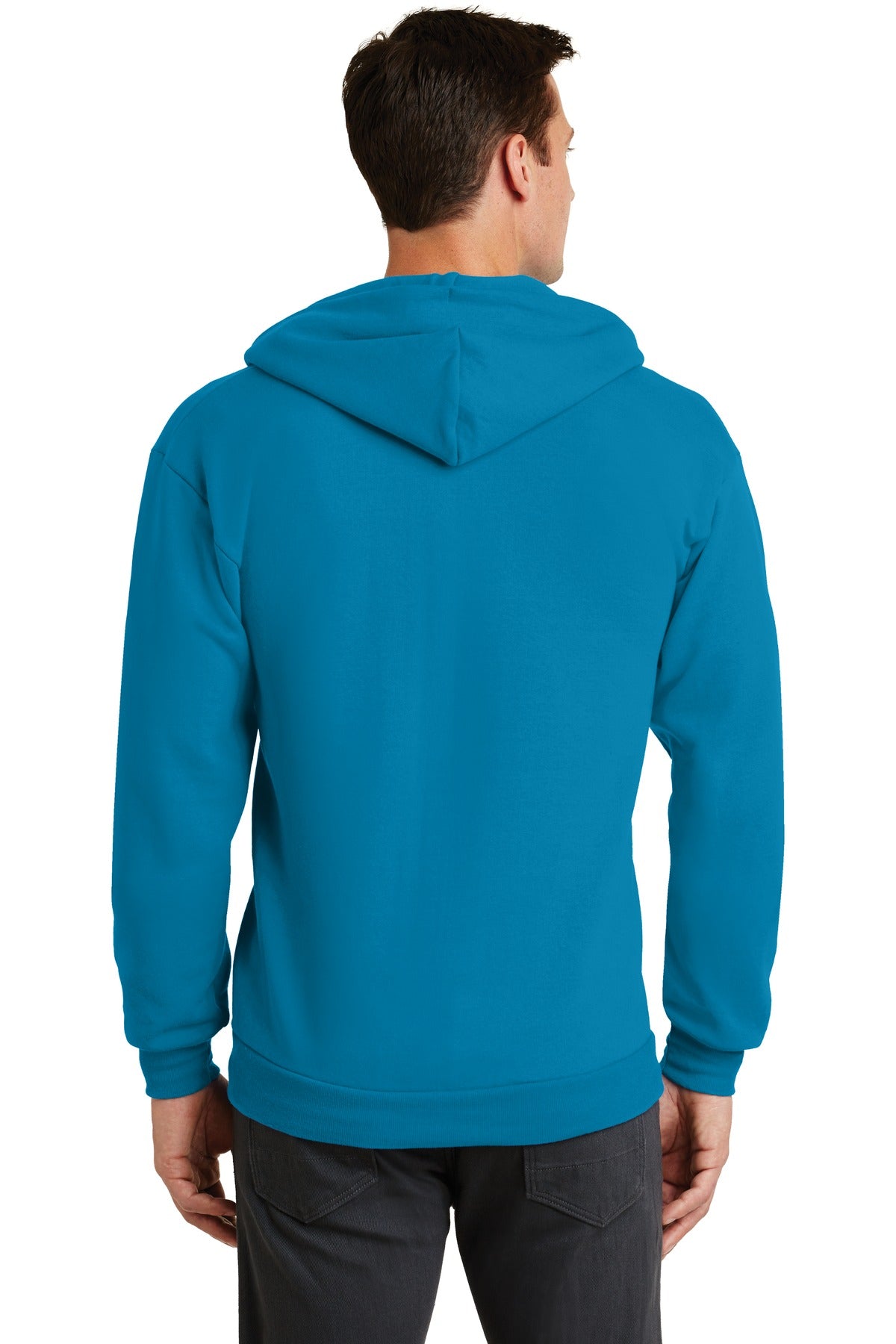 Neon Blue Port & Co Core Fleece Full-Zip Hooded Sweatshirt. PC78ZH plain