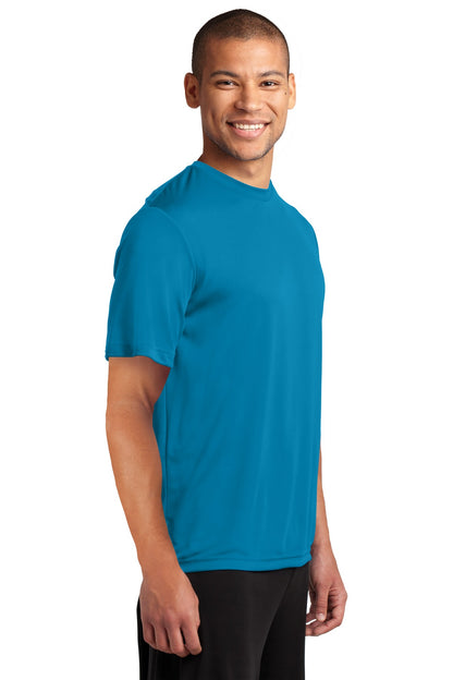Neon Blue Port & Co Performance Tee. PC380 plain