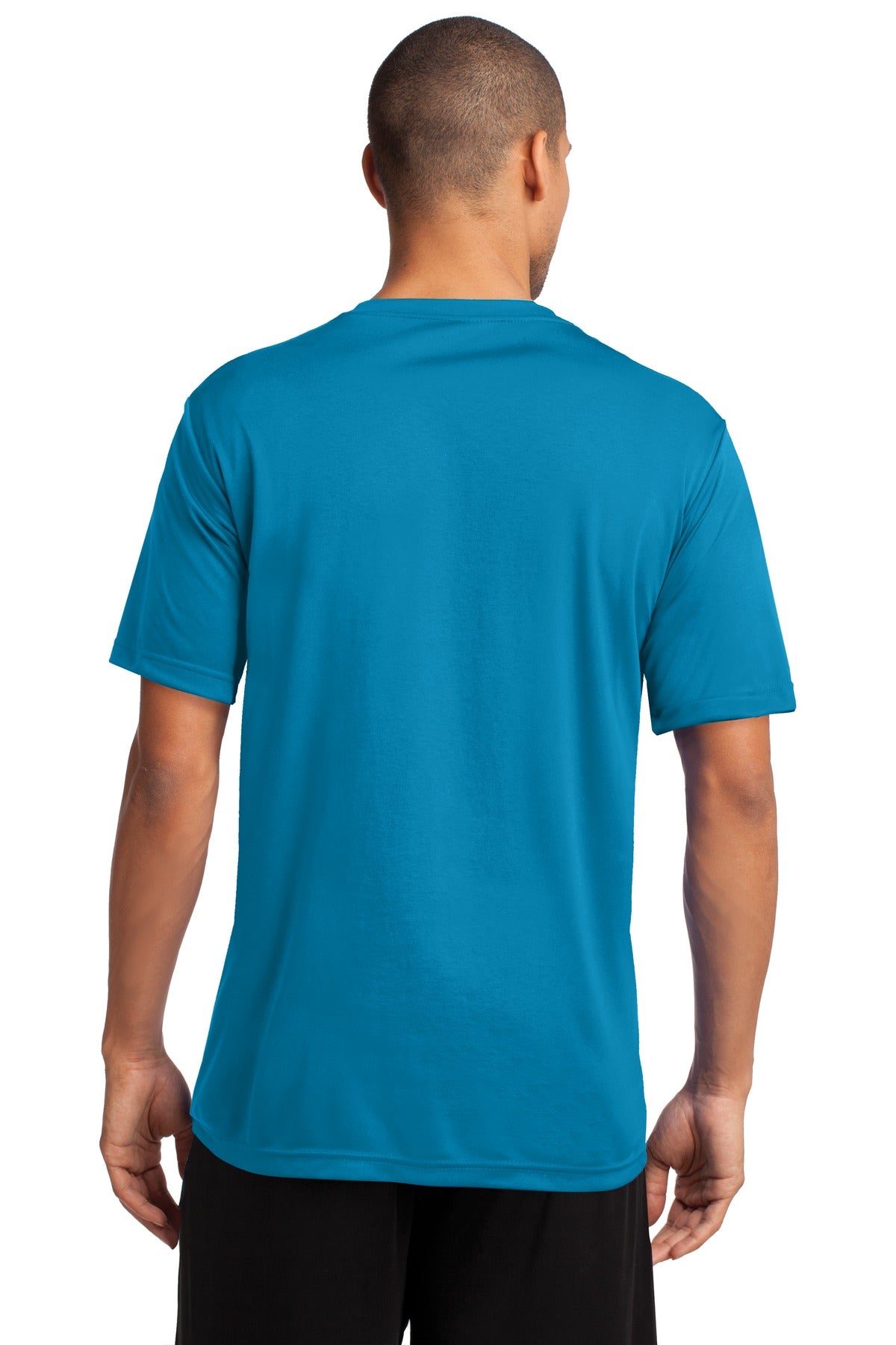 Neon Blue Port & Co Performance Tee. PC380 plain