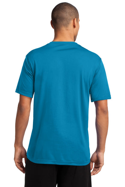 Neon Blue Port & Co Performance Tee. PC380 plain