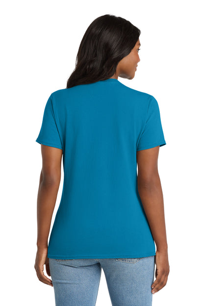 Neon Blue Port & Co Women's Core Cotton V-Neck Tee. LPC54V plain