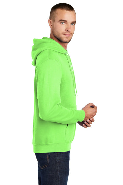 Neon Green Port & Co Core Fleece Pullover Hooded Sweatshirt. PC78H