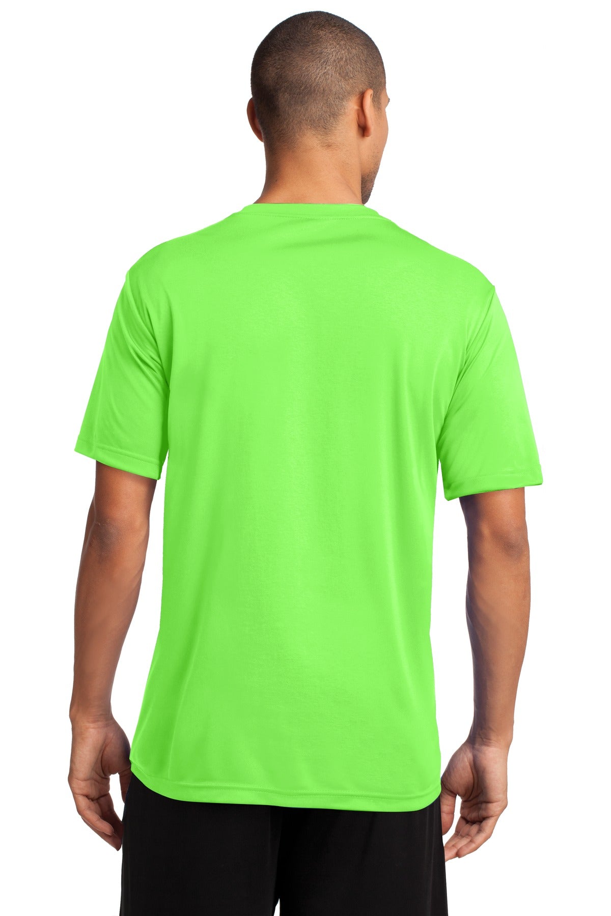 Neon Green Port & Co Performance Tee. PC380 plain