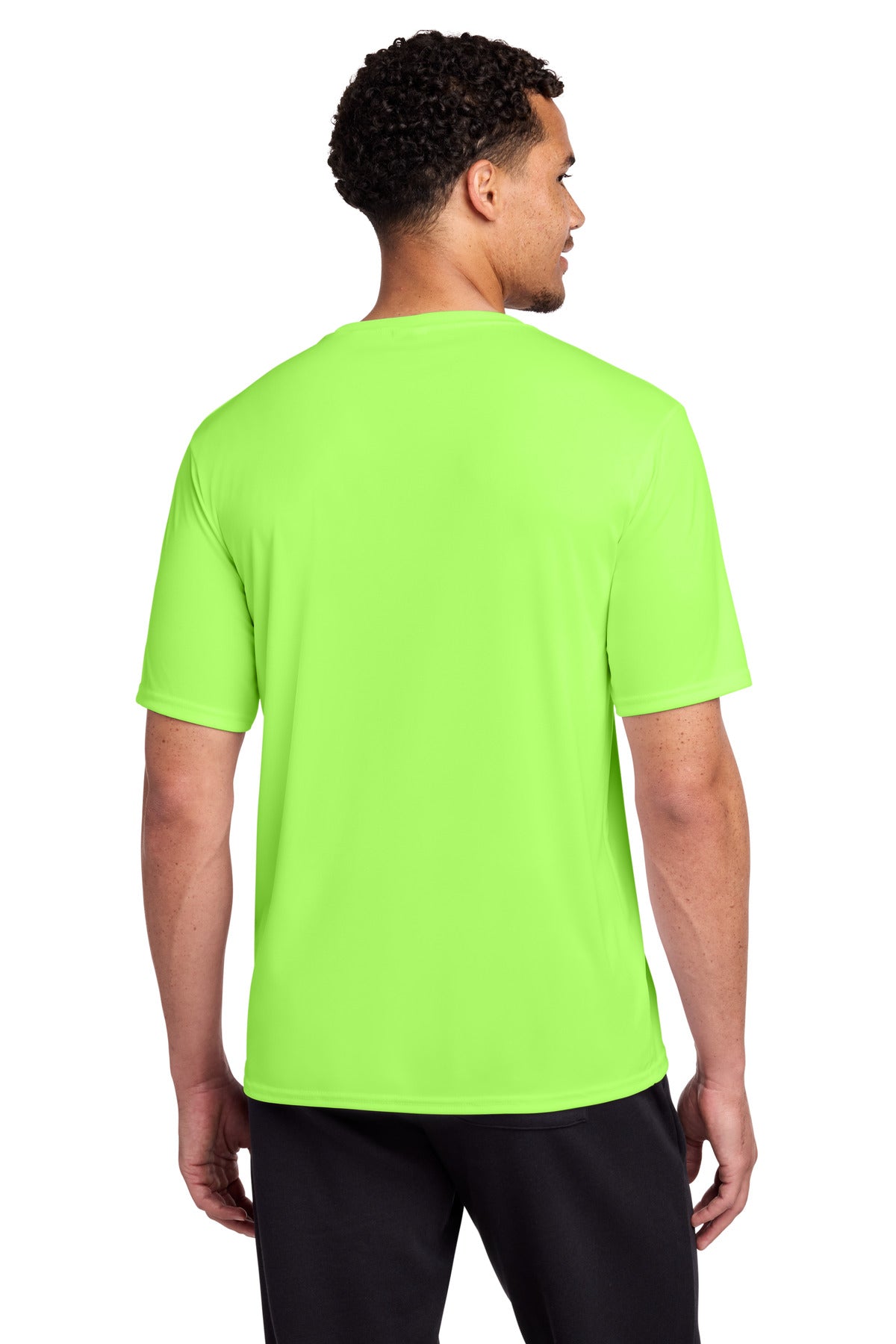Neon Green Port & Co Performance Tee. PC380 plain