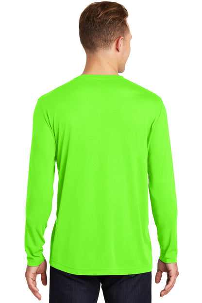Neon Green Sport-Tek Long Sleeve PosiCharge Competitor Cotton Touch Tee. ST450LS plain