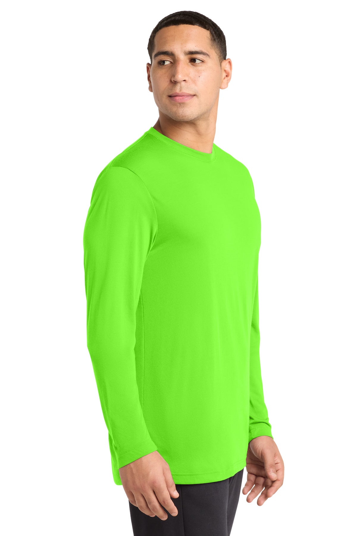 Neon Green Sport-Tek Long Sleeve PosiCharge Competitor Cotton Touch Tee. ST450LS plain
