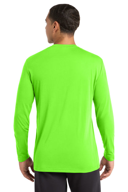 Neon Green Sport-Tek Long Sleeve PosiCharge Competitor Cotton Touch Tee. ST450LS plain