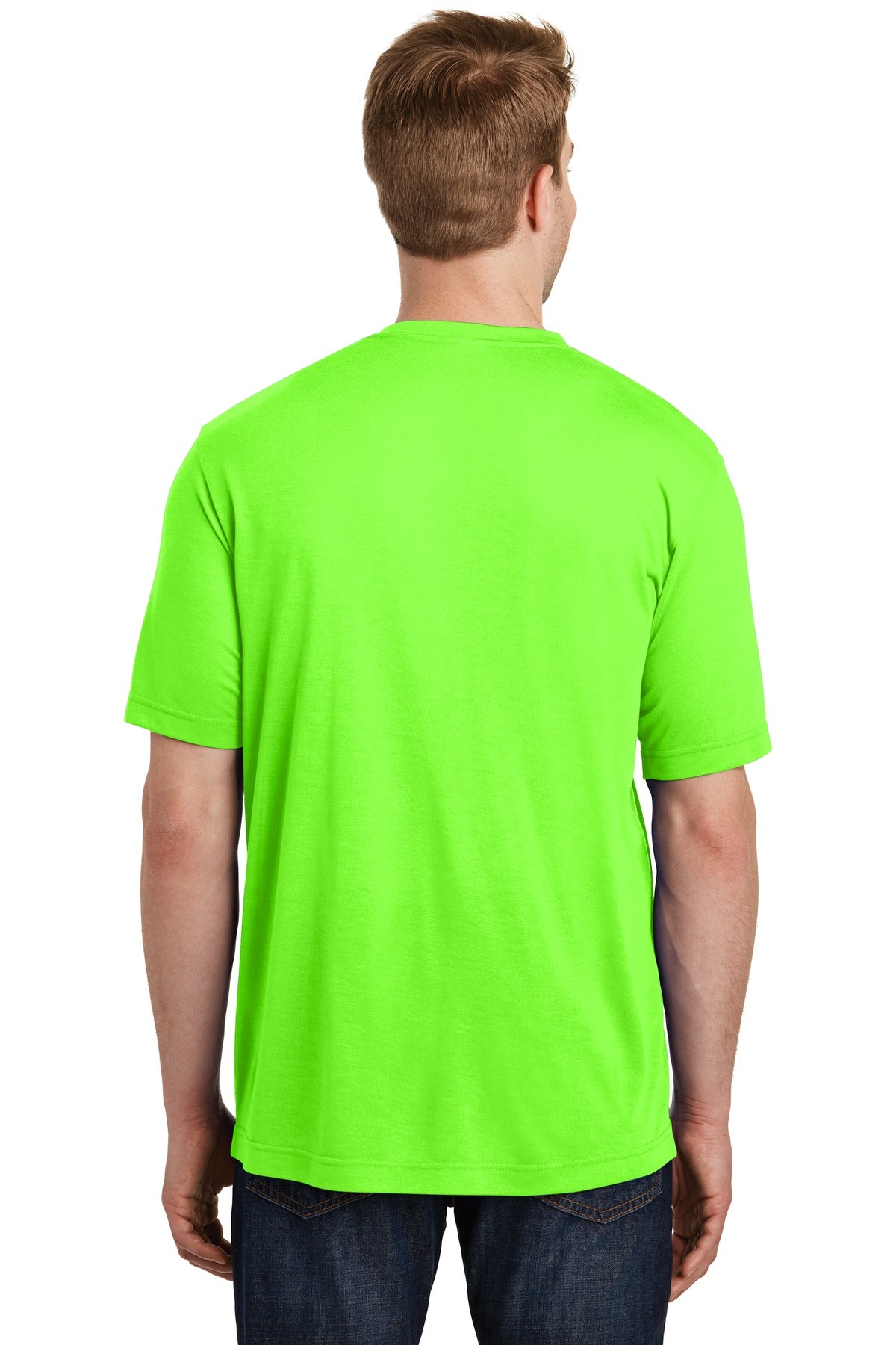 Neon Green Sport-Tek PosiCharge Competitor Cotton Touch Tee. ST450 plain