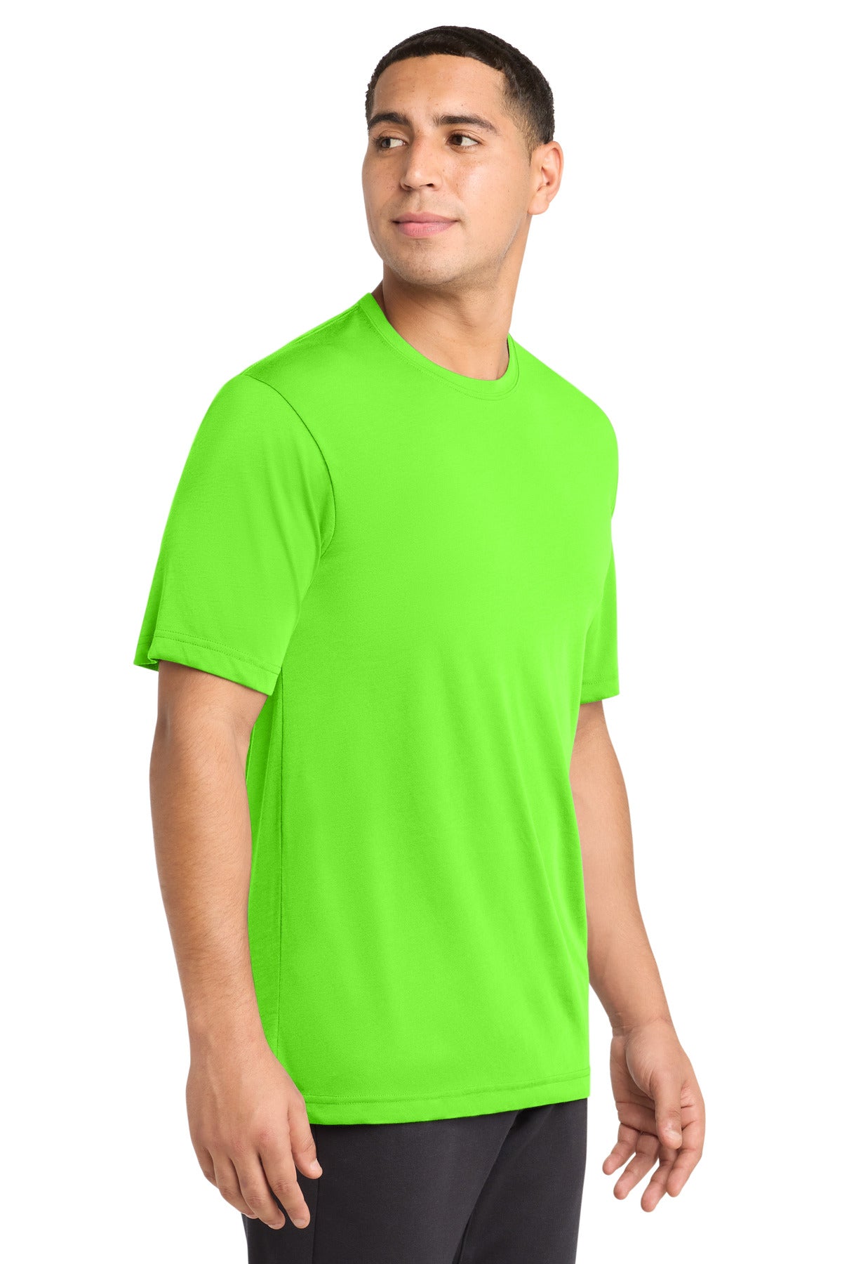 Neon Green Sport-Tek PosiCharge Competitor Cotton Touch Tee. ST450 plain