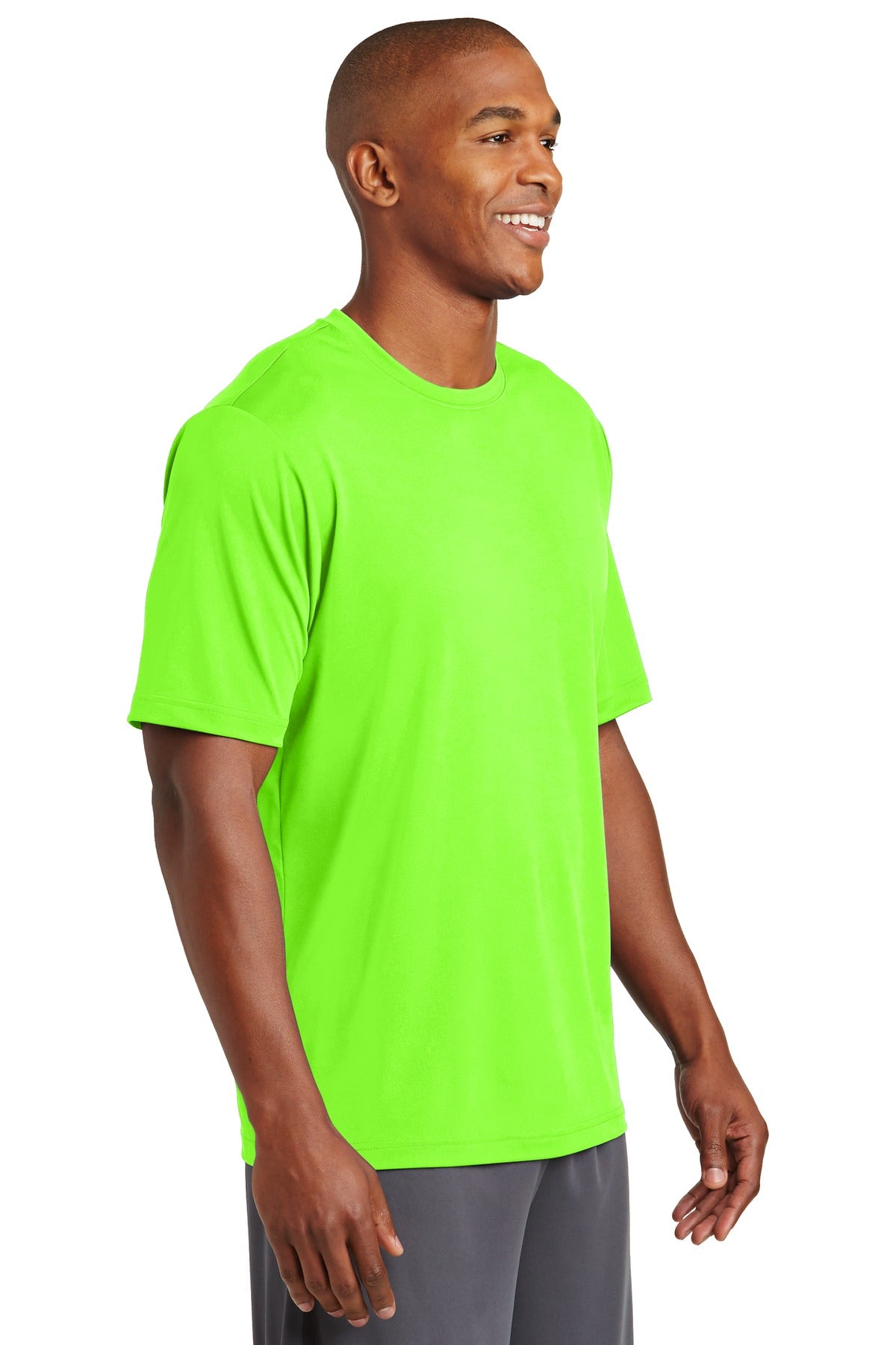 Neon Green Sport-Tek PosiCharge Tough Tee . ST320 plain