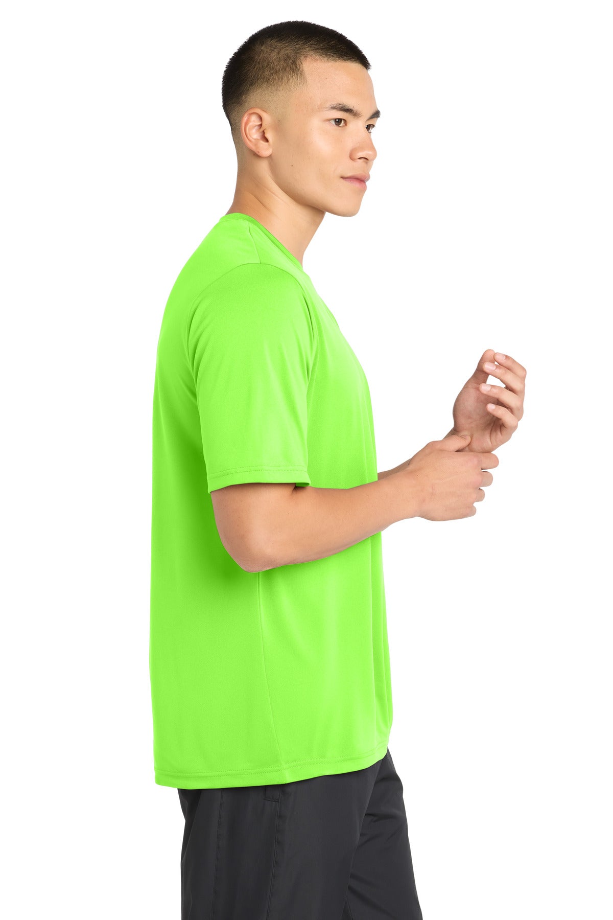 Neon Green Sport-Tek PosiCharge Tough Tee . ST320 plain
