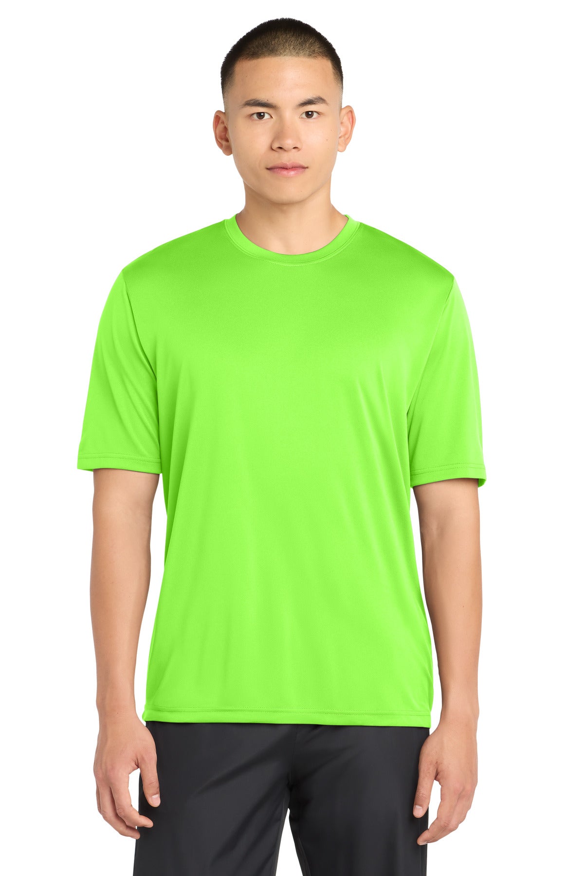 Neon Green Sport-Tek PosiCharge Tough Tee . ST320 plain