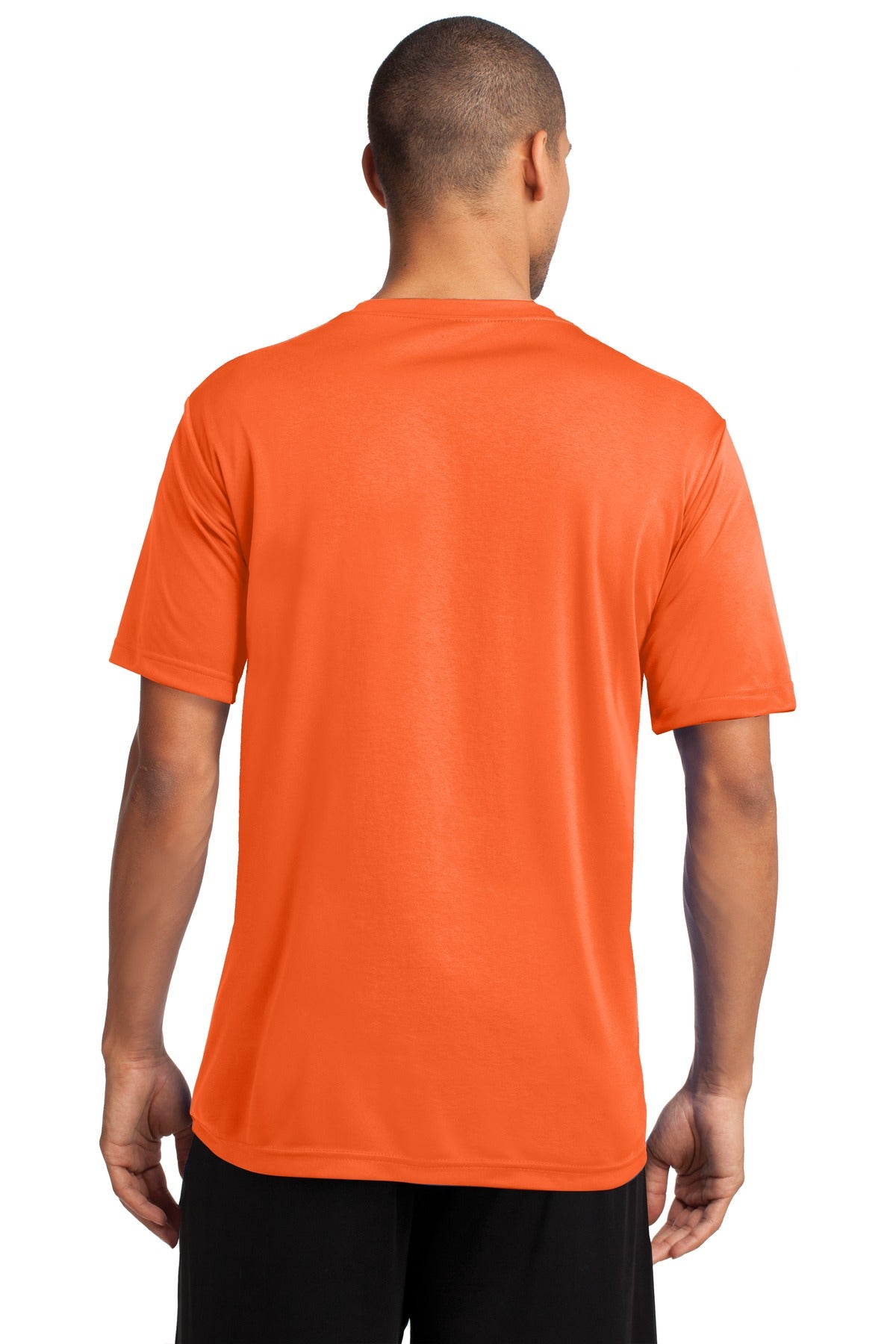 Neon Orange Port & Co Performance Tee. PC380 plain
