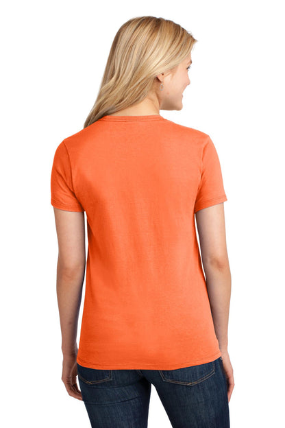 Neon Orange Port & Co Women's Core Cotton Tee. LPC54 plain