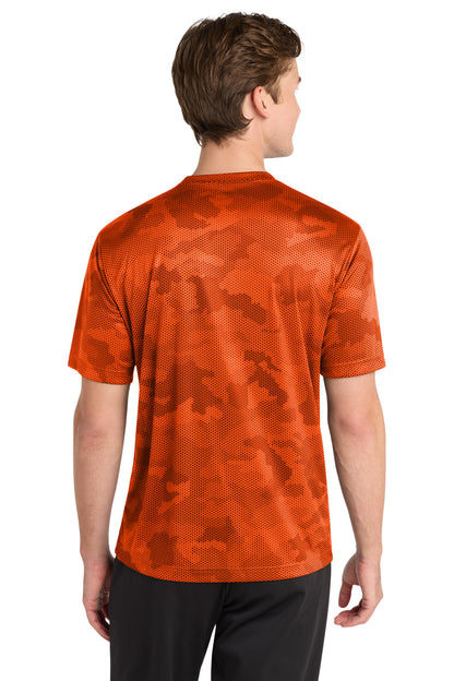 Neon Orange Sport-Tek CamoHex Tee. ST370 plain