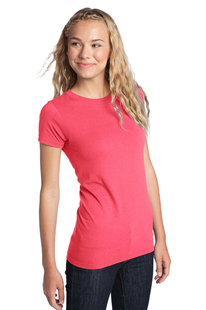 Neon Pink District Women's Fitted The Concert Tee DT5001 plain