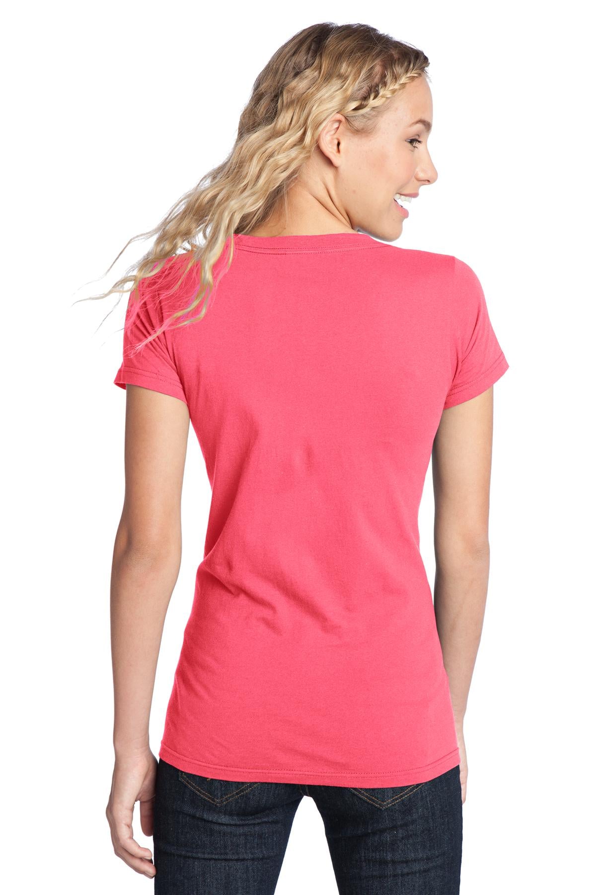 Neon Pink District Women's Fitted The Concert Tee DT5001 plain