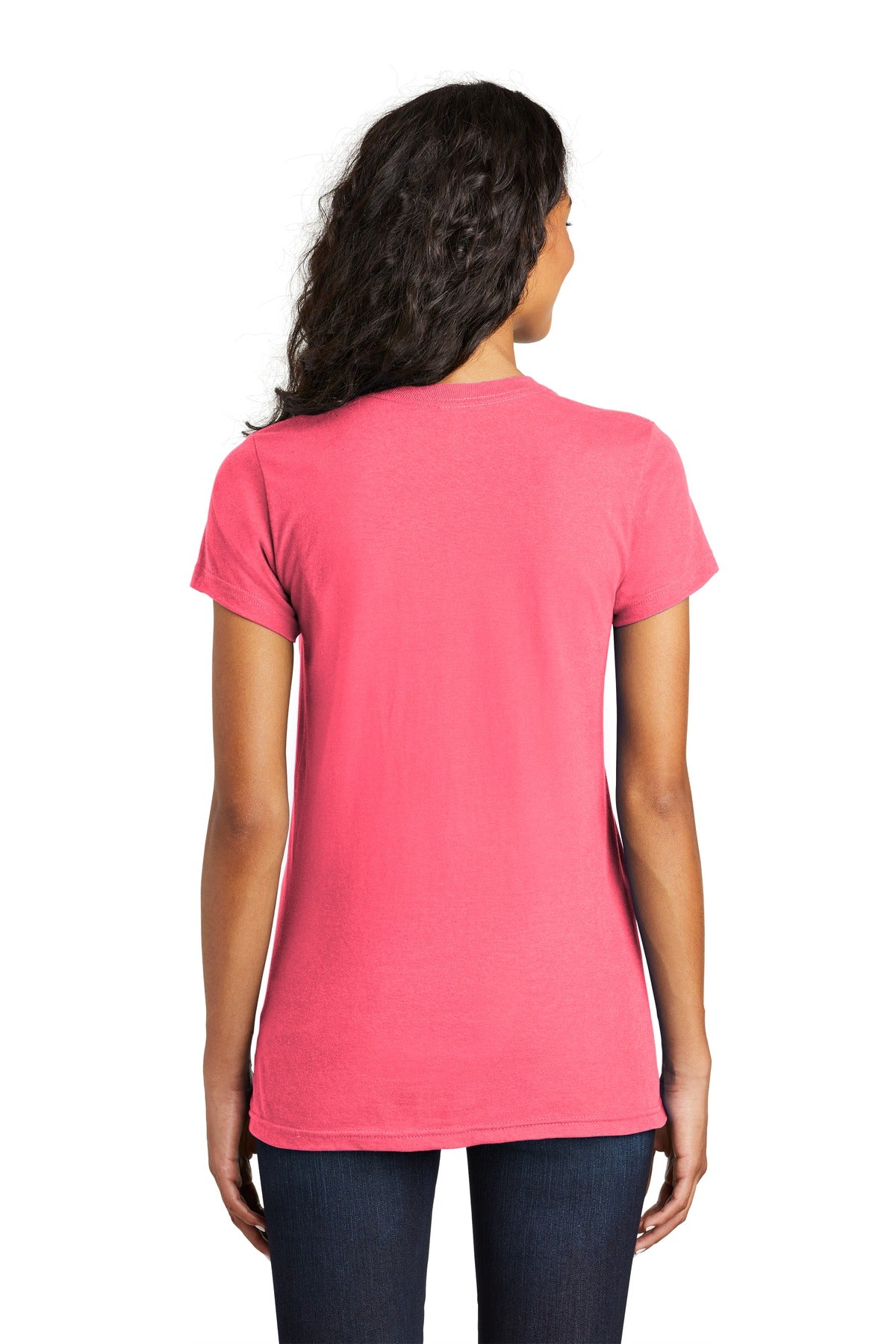 Neon Pink District Women's Fitted The Concert Tee DT5001 plain