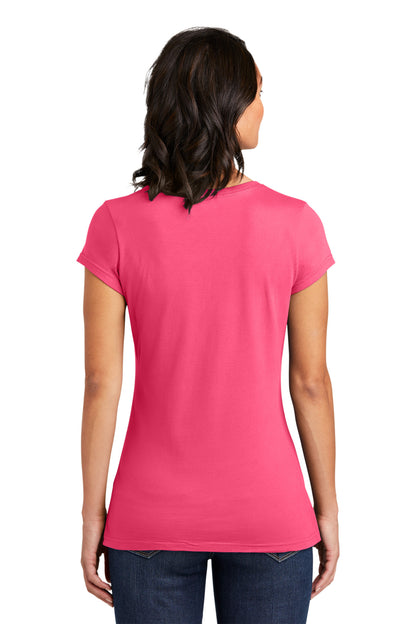 Neon Pink District Women's Fitted Very Important Tee . DT6001 plain