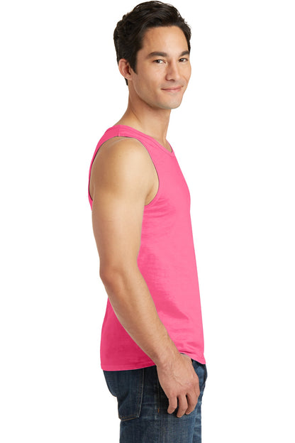 Neon Pink Port & Co Beach Wash Garment-Dyed Tank. PC099TT plain