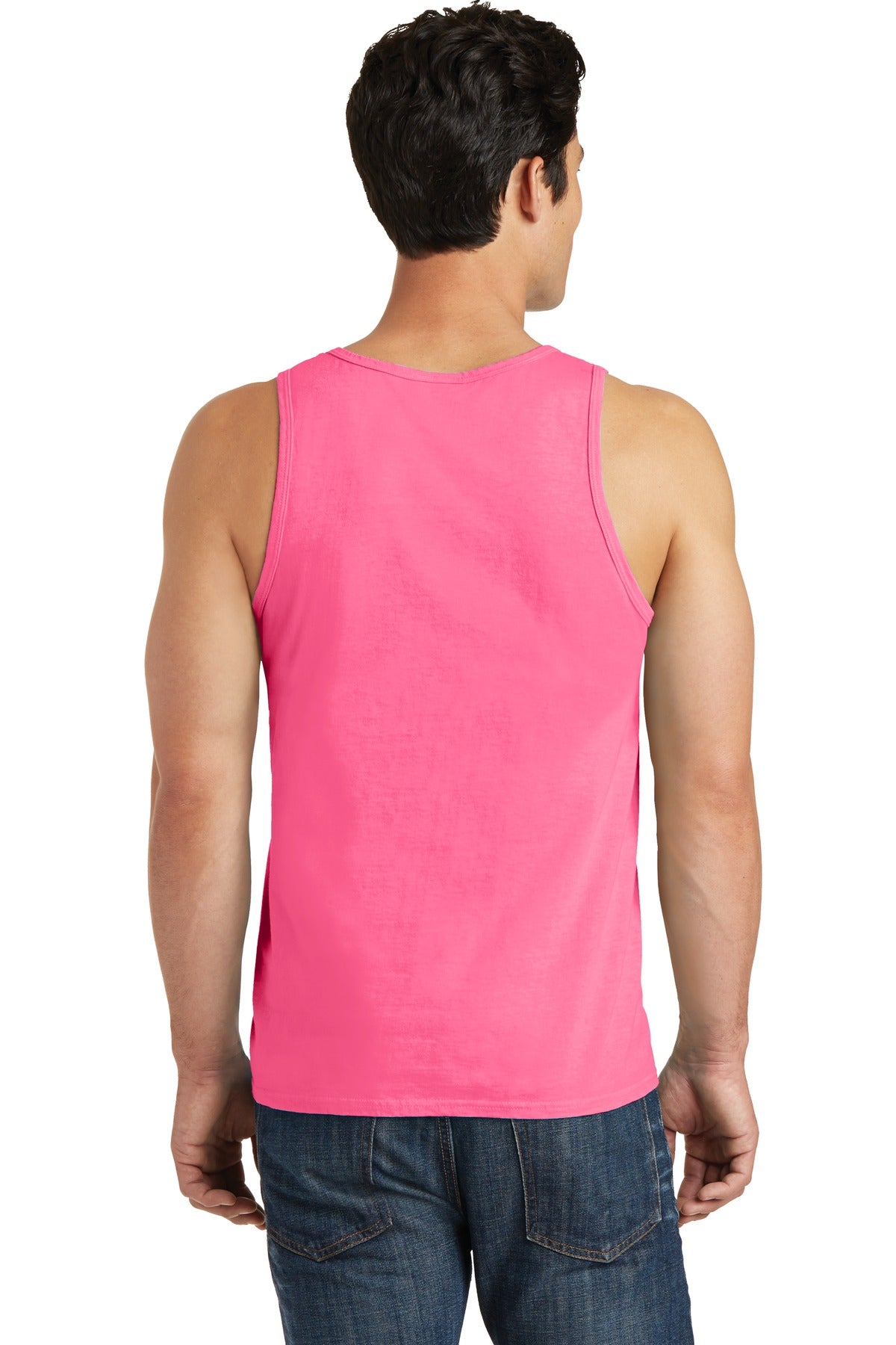 Neon Pink Port & Co Beach Wash Garment-Dyed Tank. PC099TT plain