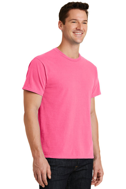 Neon Pink Port & Co Beach Wash Garment-Dyed Tee. PC099 plain