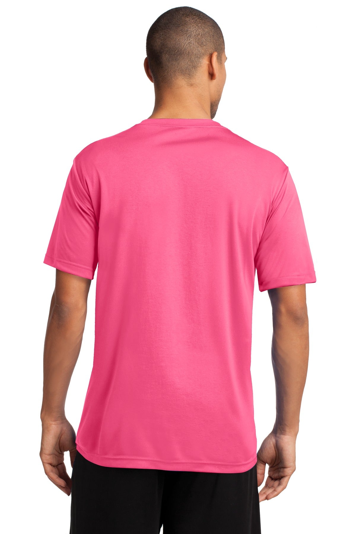 Neon Pink Port & Co Performance Tee. PC380 plain