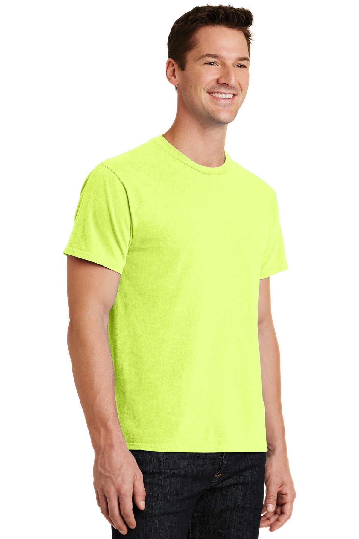 Neon Yellow Port & Co Beach Wash Garment-Dyed Tee. PC099 plain