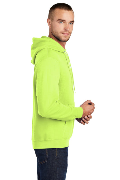 Neon Yellow Port & Co Core Fleece Pullover Hooded Sweatshirt. PC78H