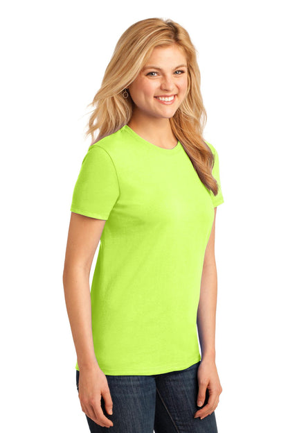 Neon Yellow Port & Co Women's Core Cotton Tee. LPC54 plain