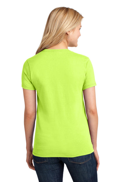 Neon Yellow Port & Co Women's Core Cotton Tee. LPC54 plain