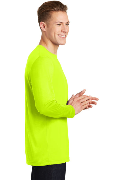 Neon Yellow Sport-Tek Long Sleeve PosiCharge Competitor Cotton Touch Tee. ST450LS plain