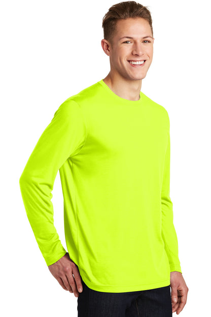 Neon Yellow Sport-Tek Long Sleeve PosiCharge Competitor Cotton Touch Tee. ST450LS plain