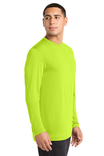 Neon Yellow Sport-Tek Long Sleeve PosiCharge Competitor Cotton Touch Tee. ST450LS plain