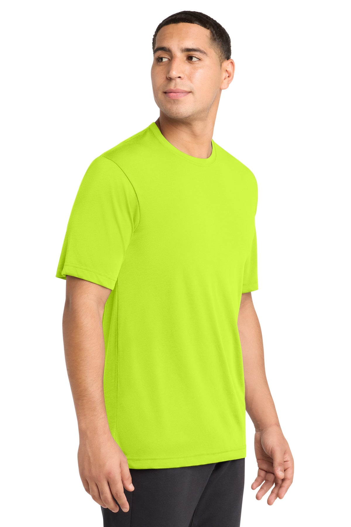 Neon Yellow Sport-Tek PosiCharge Competitor Cotton Touch Tee. ST450 plain