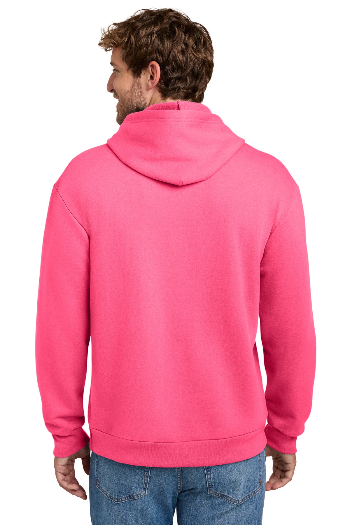 NeonPink Port & Co Easy Fleece Pullover Hooded Sweatshirt PC68H