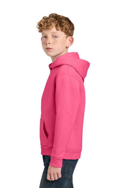NeonPink Port & Co Youth Easy Fleece Pullover Hooded Sweatshirt PC68YH