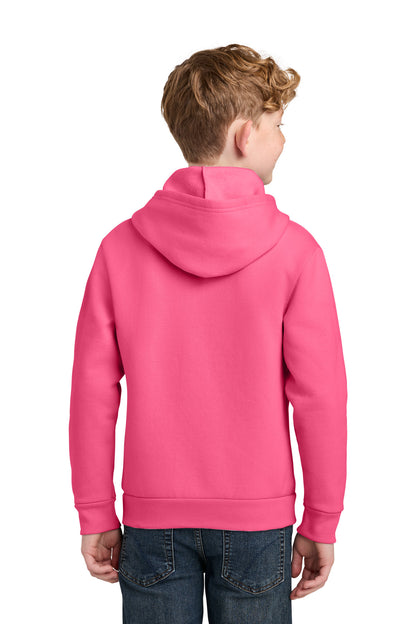 NeonPink Port & Co Youth Easy Fleece Pullover Hooded Sweatshirt PC68YH