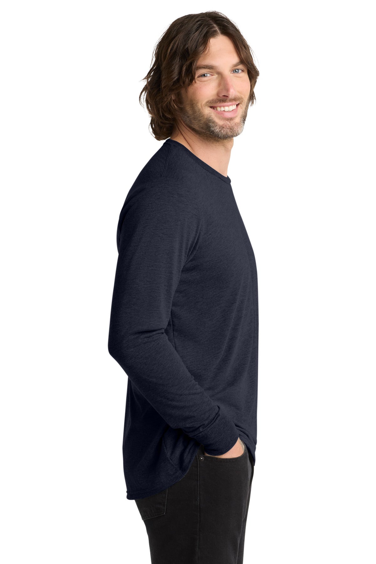 NghtSkyNvy Allmade Unisex Tri-Blend Long Sleeve Tee AL6004 plain