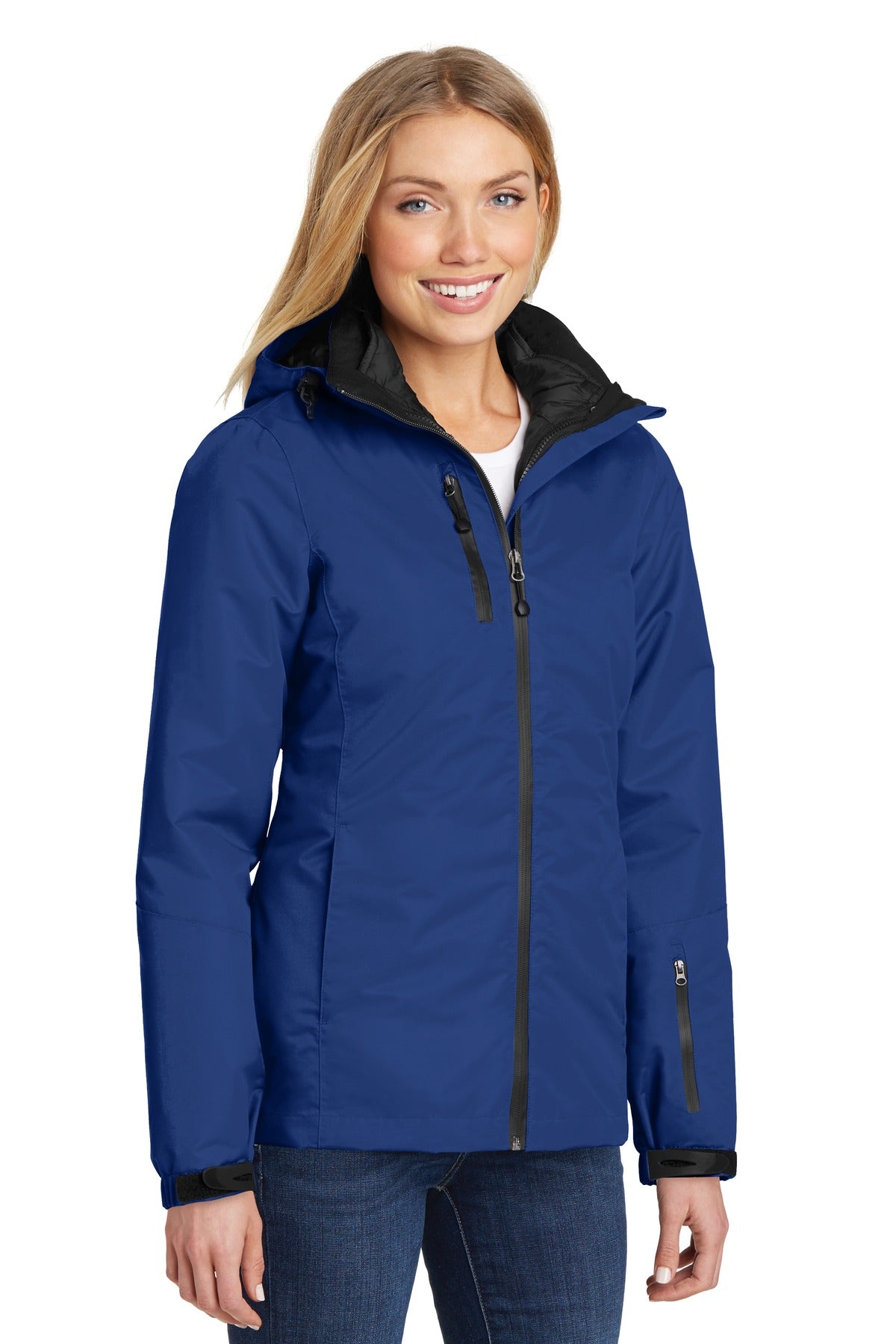 Nt Sky Blue/Bk Port Authority Women's Vortex Waterproof 3-in-1 Jacket. L332 plain