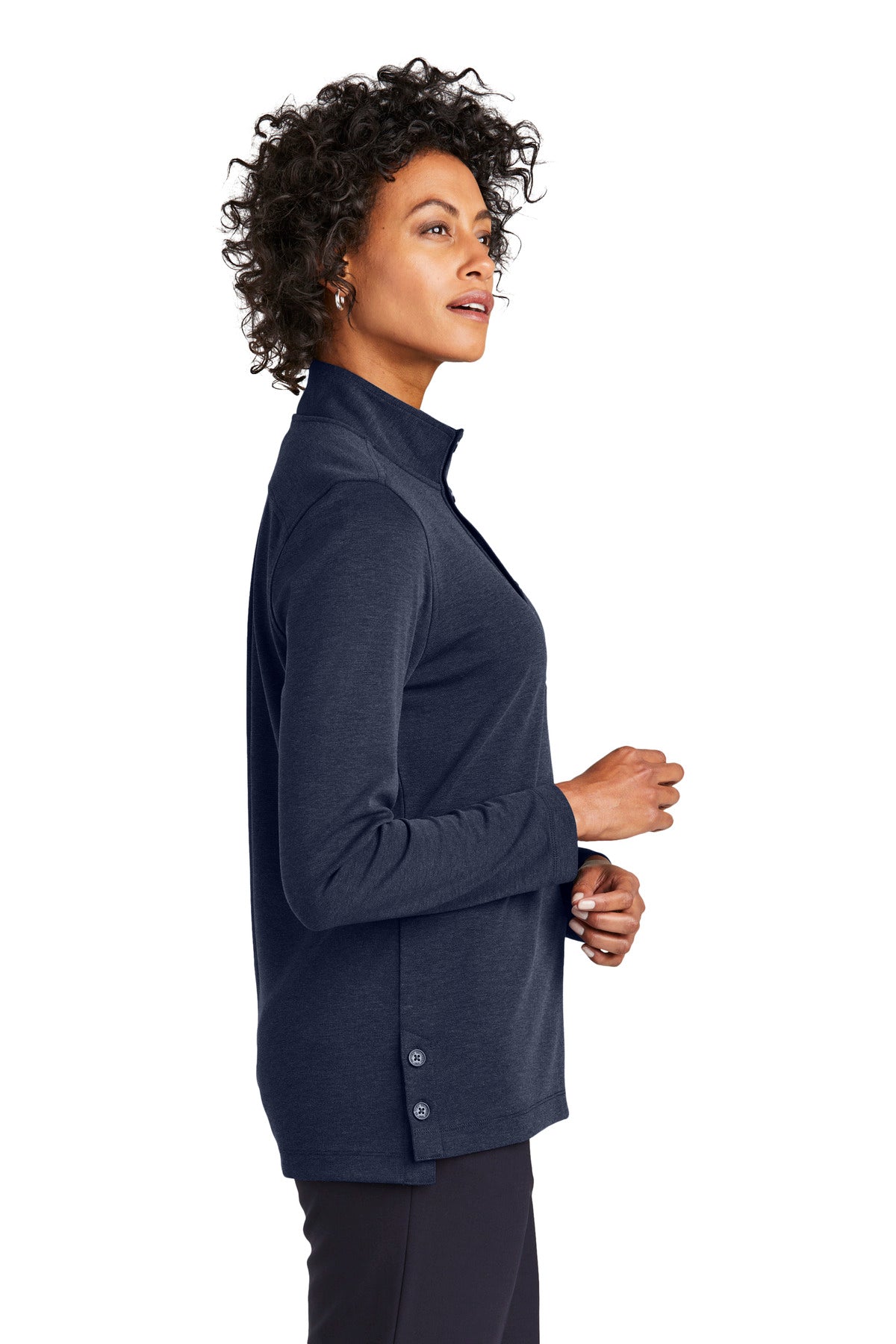 NvBlazerHt Brooks Brothers Women's Mid-Layer Stretch 1/2-Button BB18203 plain