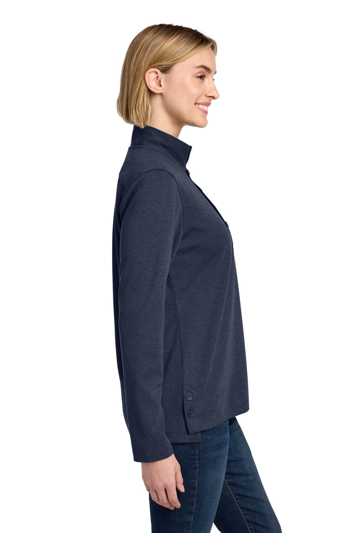 NvBlazerHt Brooks Brothers Women's Mid-Layer Stretch 1/2-Button BB18203 plain