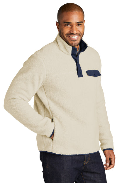 Oat/DsBNv Port Authority Camp Fleece Snap Pullover F140 plain