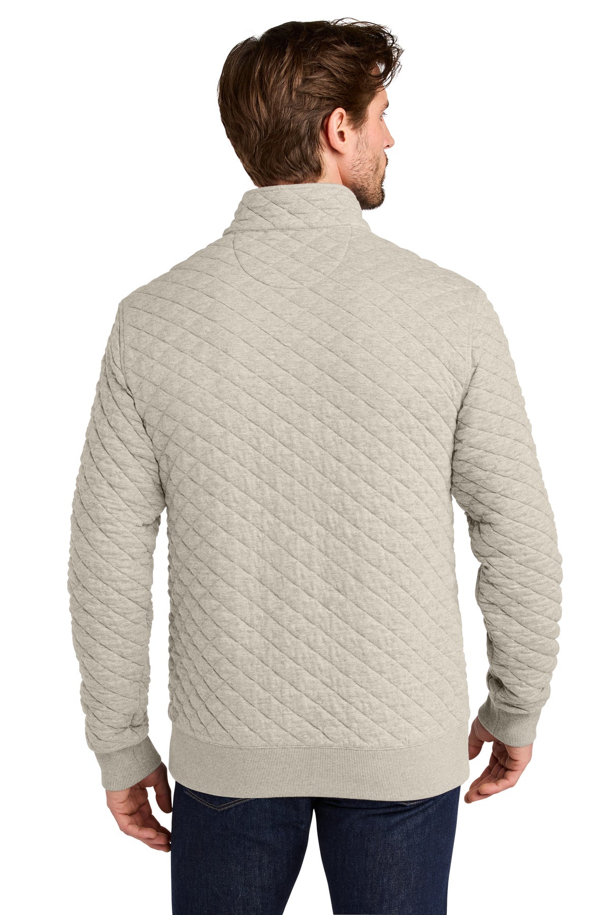 OatHthr Brooks Brothers Diamond Quilt 1/4-Zip BB18212 plain