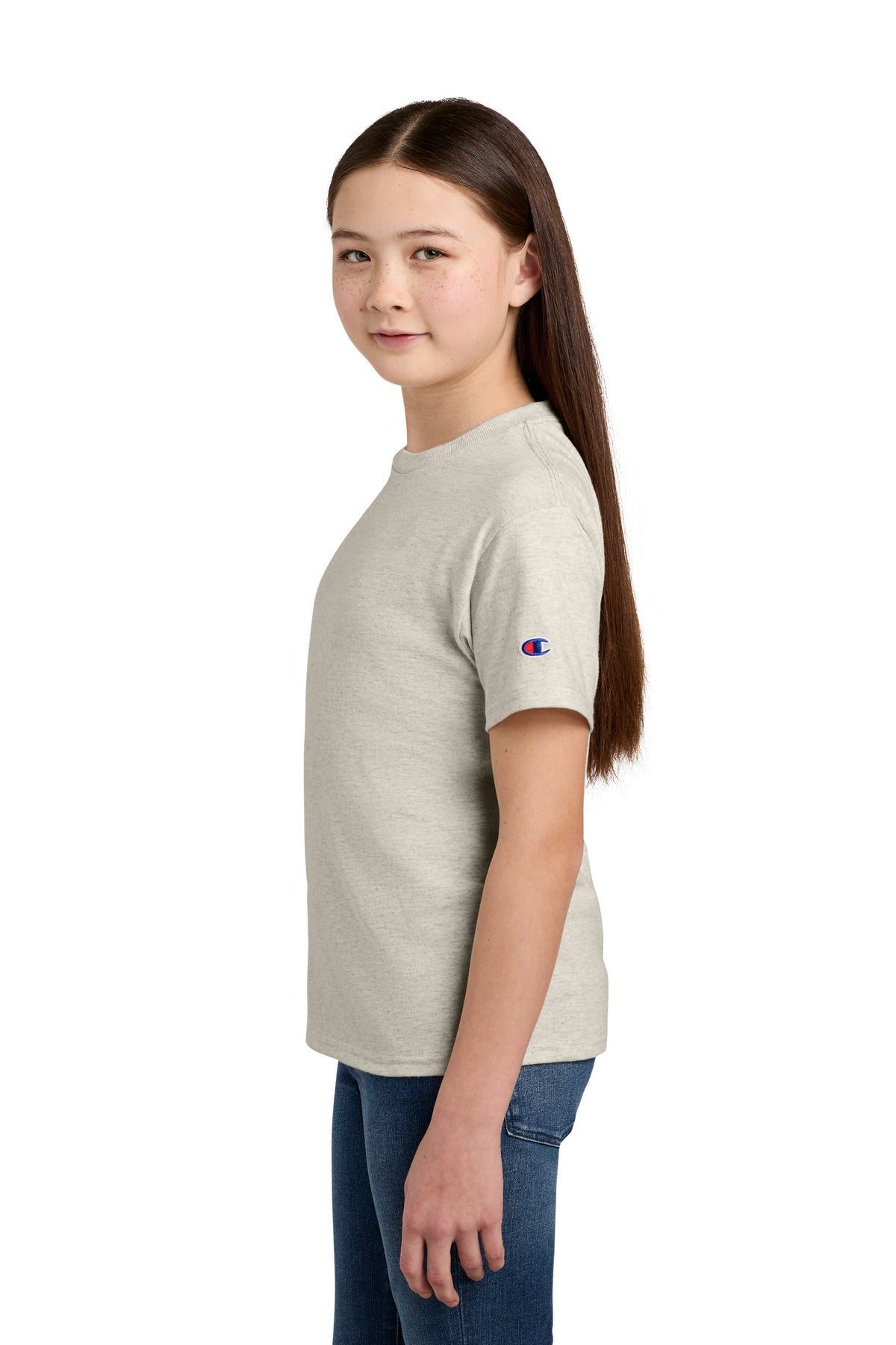 OatHthr Champion Youth Jersey Short Sleeve Tee CH1081 plain