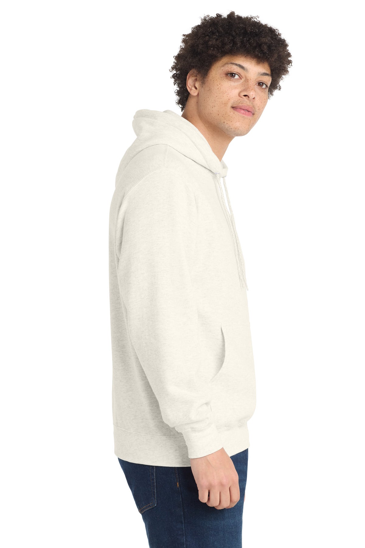 OatHthr Port & Co Core Fleece Pullover Hooded Sweatshirt. PC78H