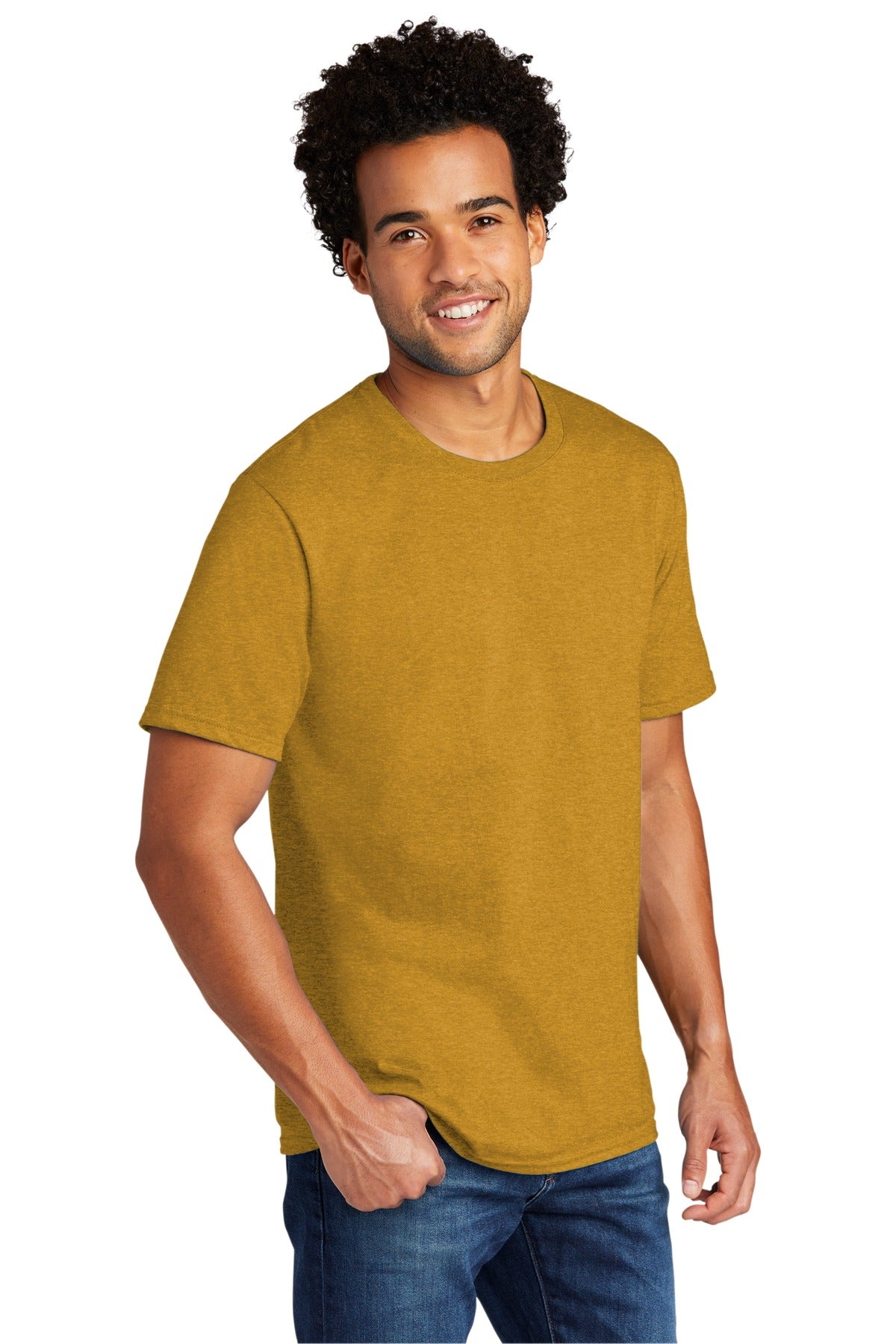 OchreYlwHr Port & Co Tri-Blend Tee. PC330 plain